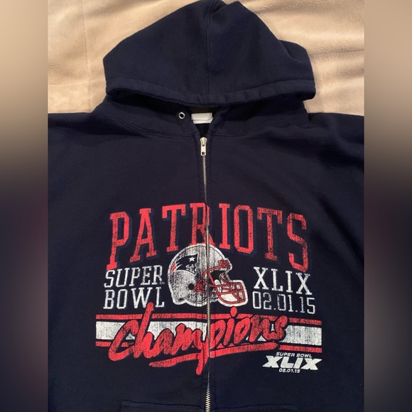 new england patriots nfl superbowl 2015 champions  zip up hoodie mens xl - Picture 1 of 3